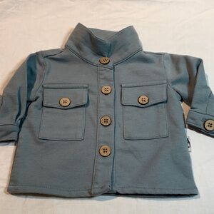 Rabbit + Bear - long sleeve Organic cotton Stylish Blue Button-Up Jacket/sweater